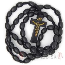 Wood knotted rosary – 7x10mm black