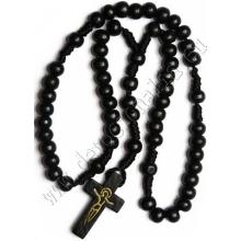 Wood knotted rosary – 5mm black