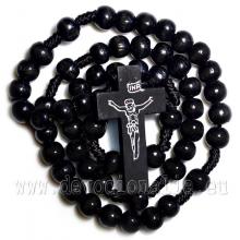 Wood knotted rosary – 8mm black