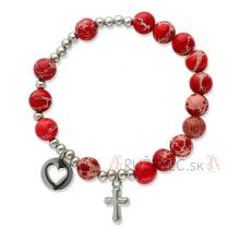 Exclusive Rosary Bracelet on elastic - red emperor jasper pearl