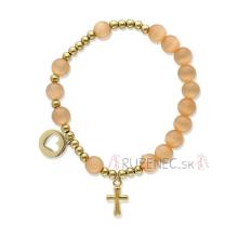 Exclusive Rosary Bracelet on elastic - gold selenite pearls