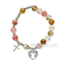 Exclusive Rosary Bracelet on elastic - cherry quartz pearls