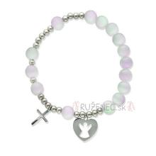 Exclusive Rosary Bracelet on elastic - selenite pearls