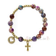 Exclusive Rosary Bracelet on elastic - purple emperor jasper pearl