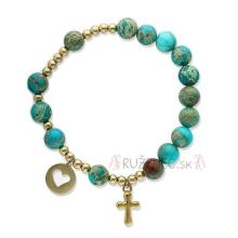 Exclusive Rosary Bracelet on elastic - blue emperor jasper pearls