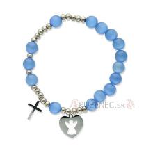 Exclusive Rosary Bracelet on elastic - blue selenite pearls