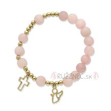 Exclusive Rosary Bracelet on elastic - pink jade pearls