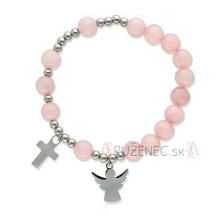 Exclusive Rosary Bracelet on elastic - pink jadeit pearls