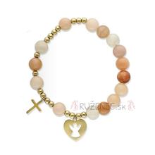 Exclusive Rosary Bracelet on elastic - pink aventurin pearls