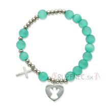 Exclusive Rosary Bracelet on elastic - green selenite pearls