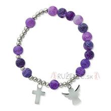 Exclusive Rosary Bracelet on elastic - purple agate pearls