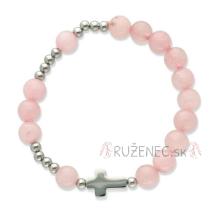 Exclusive Rosary Bracelet on elastic - pink jade pearls