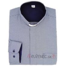 Clergy shirt - checkered pattern - blue