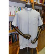 Clergy shirt - 80% cotton - oxford - lightgray - short sleeve