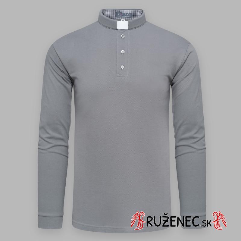 Clergy polo shirt with long sleeves gray