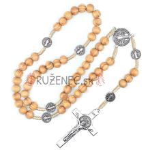 Wood knotted rosary – 8mm light wood - St. Benedict