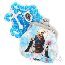 Woven Rosary holder with glass rosary - lightblue - Pompei