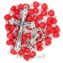 Rosary- Red Glass hearts - 6mm