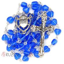 Rosary- Blue Glass hearts - 6mm