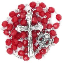 Rosary - 6mm red faceted fire-polished glass beads