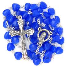 Rosary - large blue hearts 8mm