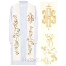 Stole white with embroidery - IHS + ornament