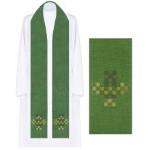 Stole green with embroidery - cross