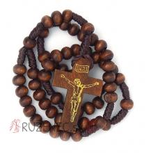 Wood knotted rosary –  5mm dark brown